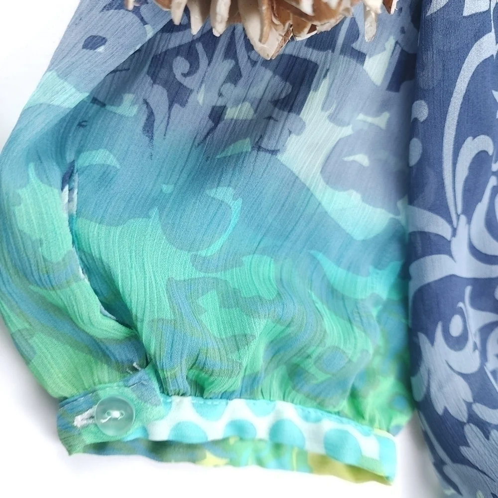 By & By Sheer Blue Woman's Top M - Picture 12 of 14